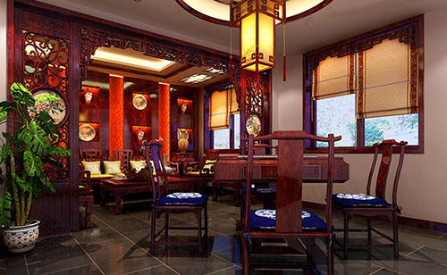建昌古典中式风格茶楼包间设计装修效果图