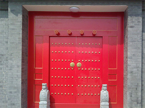 建昌中国传统四合院系列朱红色中式木制大门木作